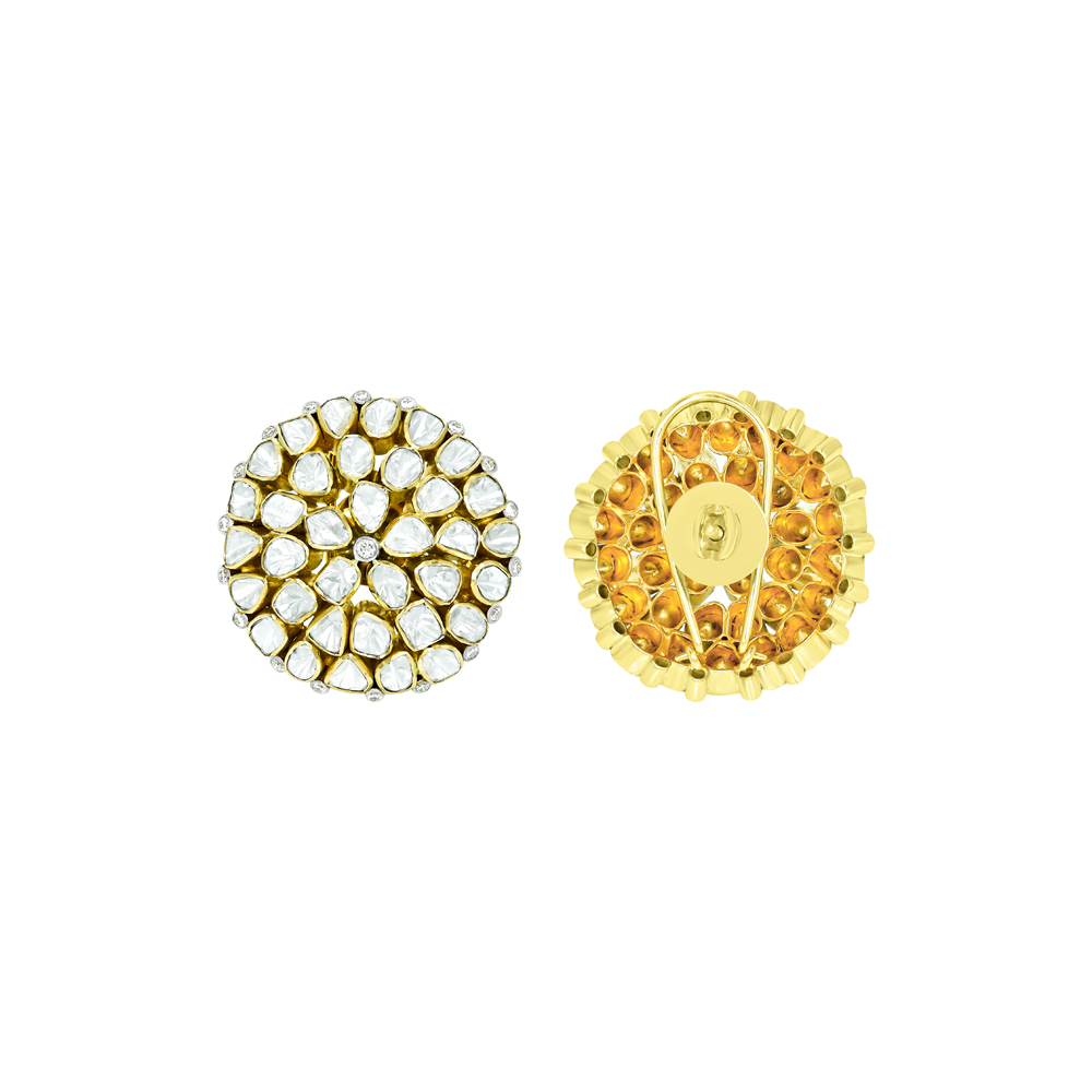 Radial Polki Cluster Studs with Intricate work